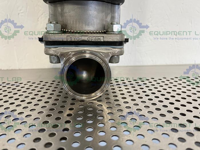 Used ITT Pure-Flo  AP2009  Stainless Steel Diaphragm Valve w/ 2" Sanitary Fitting