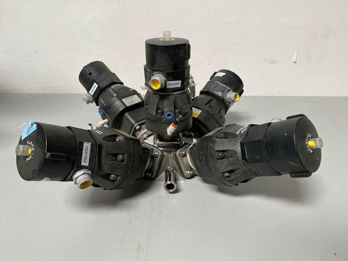 Used 5 ITT Pure-Flo A204 Stainless Steel Diaphragm Valves w/ Position Monitor