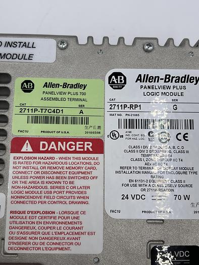 Used ALLEN-BRADLEY 2711P-RP1 Ser G 2711P-T7C4D1 Ser A
