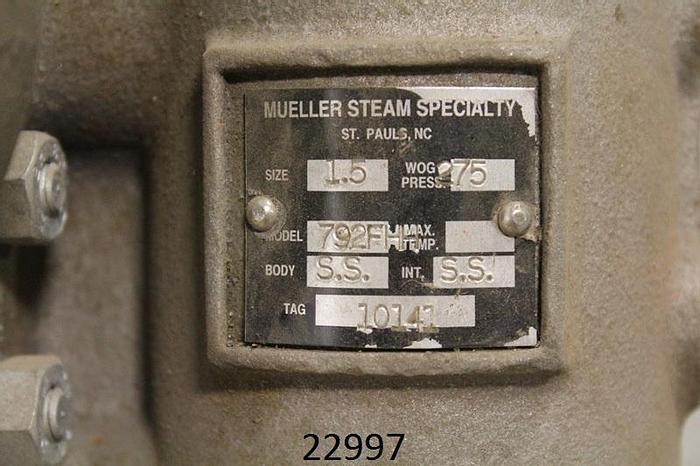 Unused Mueller Steam 792FHH Duplex Strainer, 1.5" Inlet & Outlet, 275 Psig W.O.G. Pressure, With .060" Holes Basket, (Unused) #22997