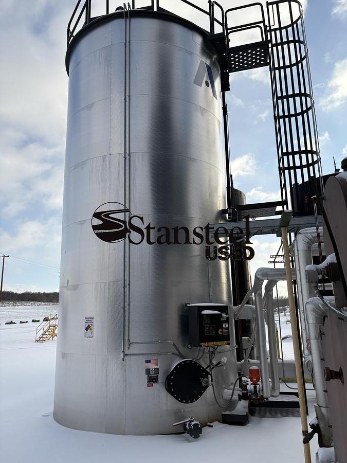 Used Heatec 15,000 Gallon Vertical Emulsion Tank