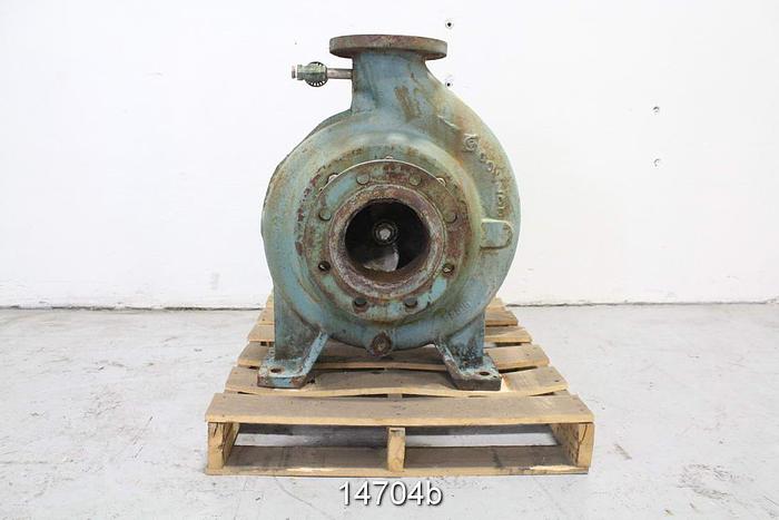 Used Goulds 3175 Pump, 4X6X14, 2/4 Vane Impeller, 12" Impeller Diameter, Ductile Iron Casing, Stainless Steel Suction Side Plate, Stainless Steel Stuffing Box, Stainless Steel Impeller, Mechanical Seal #14704