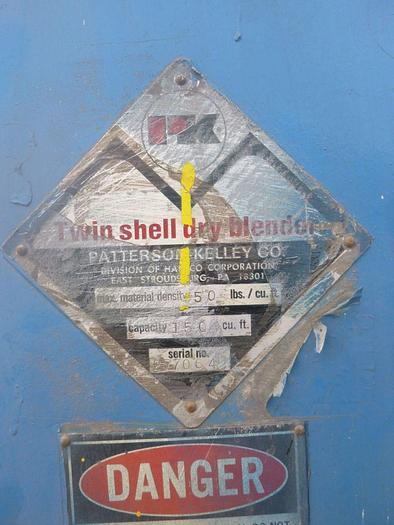 Used Mixer, V-Type, 150 CF, C/st, 50#/CF, Patterson Kelley #S744359