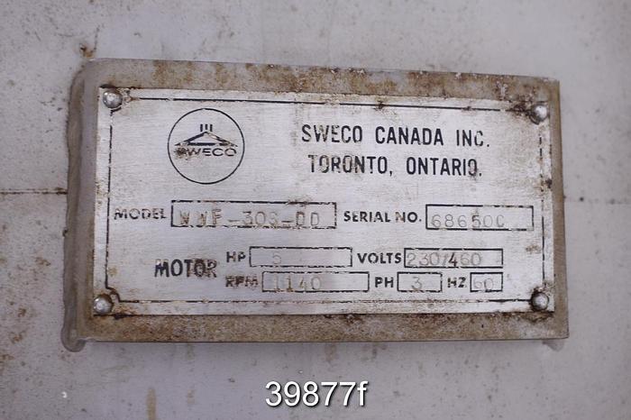 Used Sweco White Water Filter WWF-30S-DD #39877