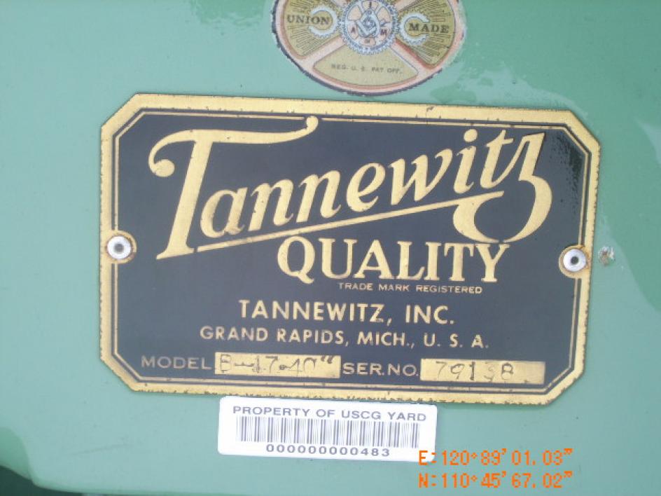 Used 40" Tannewitz Model B-17 Tilting Head Vertical Band Saw; S/N 79138