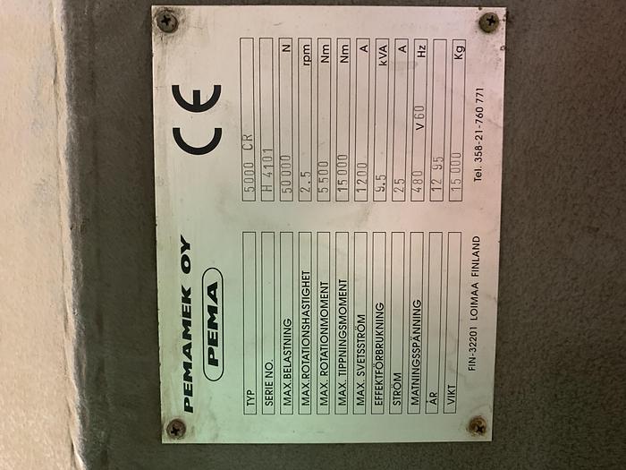 Used PEMA MODEL 5000 CR 11,240 LB CAPACITY 4TH & 5TH AXIS DROP CENTER WELDING POSITIONER OR FOR MACHINING APPLICATIONS
