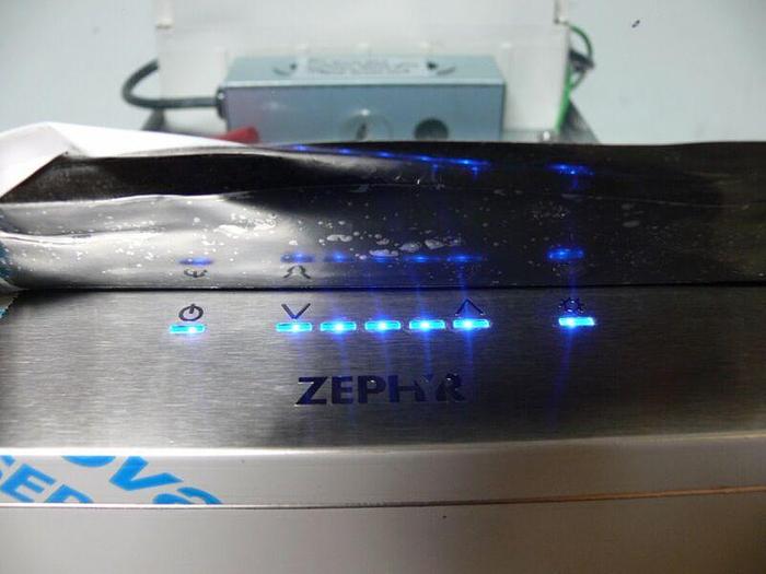 Used Zephyr Essentials Europa ZRVM90AGG 36 Inch Wall Mount Chimney Pro Range Hood