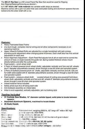 Used Multiscore Panel Rip Saw