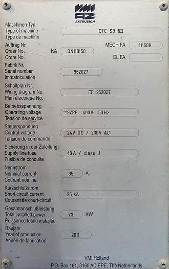 Used 2011 VMI AZ CTC SB-VII extruder/swing builder