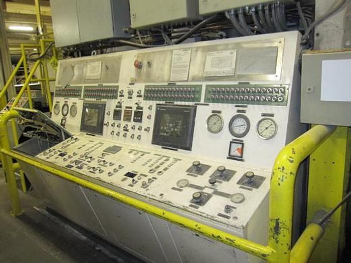 Used Voith  3 Roll Soft Calender, 89" Face 2 Soft Covered Roll, 1 Heated Roll 350° Hot Oil, 2500 Pli, 2 Cooling Lead Rolls, Threading System, Siemens Drive System. #27155