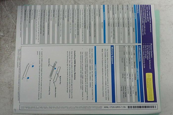 Used Supermicro Model MBD-X10SDV-6C+-TLN4F-O Motherboard with Extras