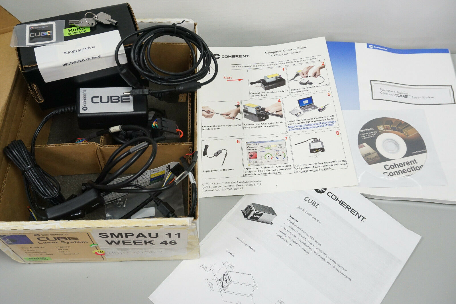 Coherent Cube Diode Laser System 1122430 405nm 20mW