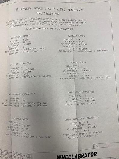 Excellent 2007 Wheelabrator 8 Wheel Mesh Belt