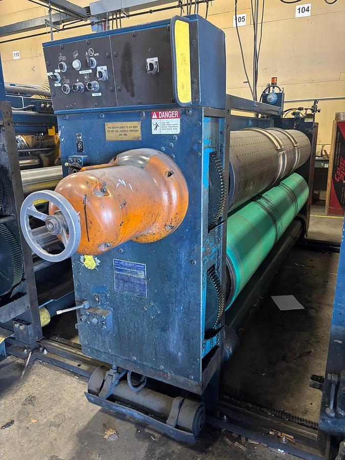 Used 66" x 126" Ward 2 Color Flexo Folder Gluer with DC section