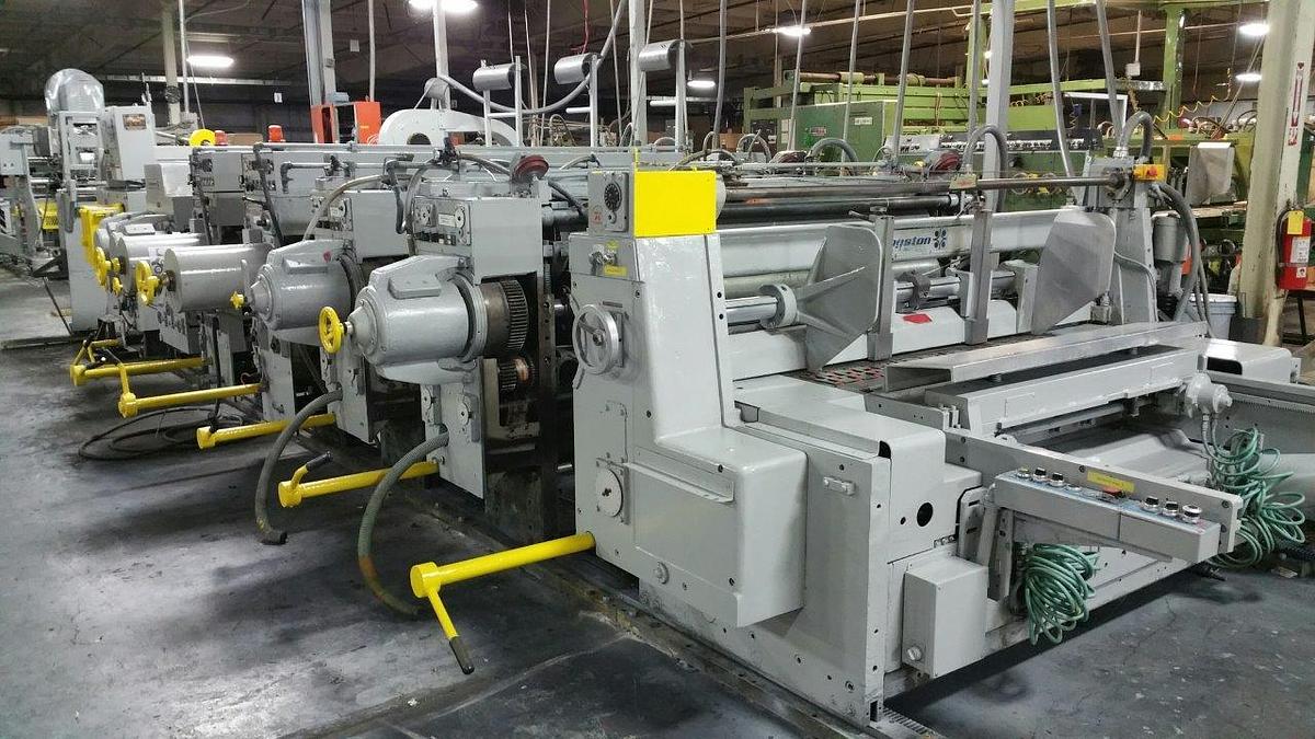 Used 37" x 84" Langston 4 color Flexo Folder Gluer with Die Cut Section