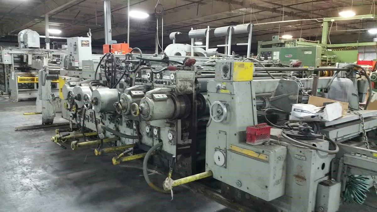 Used 37" x 84" Langston 4 color Flexo Folder Gluer with Die Cut Section