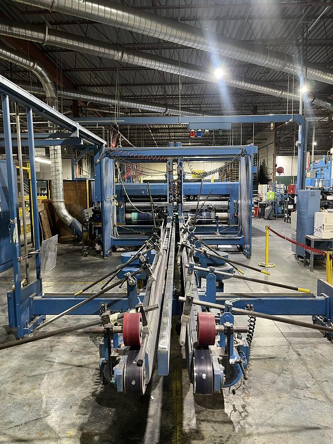 Used 50" x 130" McKinley 2 color Flexo Folder Gluer with die cut section