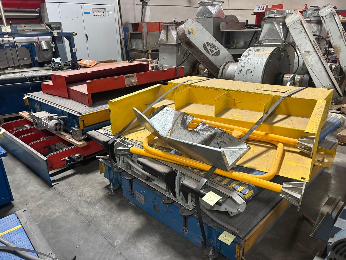 Used 4 large pieces of blue mesh top power conveyor in like new condition