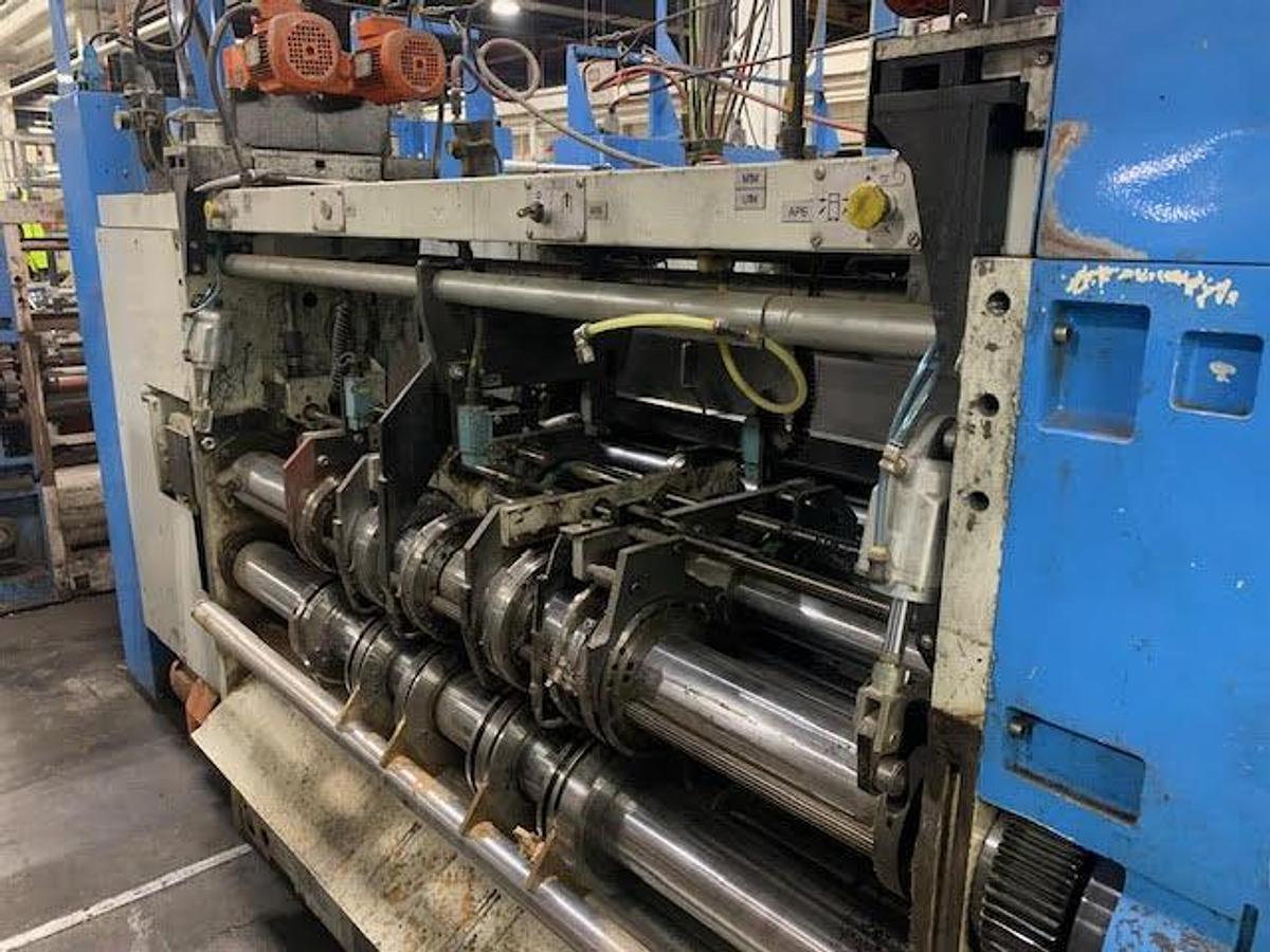 Used 25" x 63" Martin 2 color mini Flexo Folder Gluer