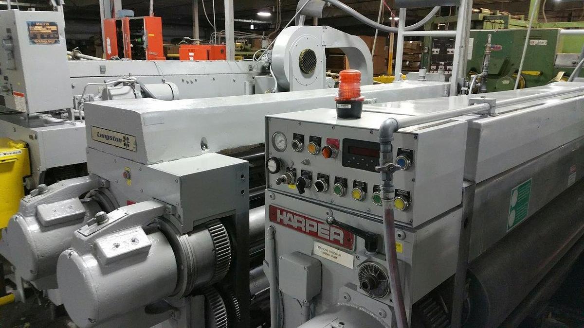 Used 37" x 84" Langston 4 color Flexo Folder Gluer with Die Cut Section