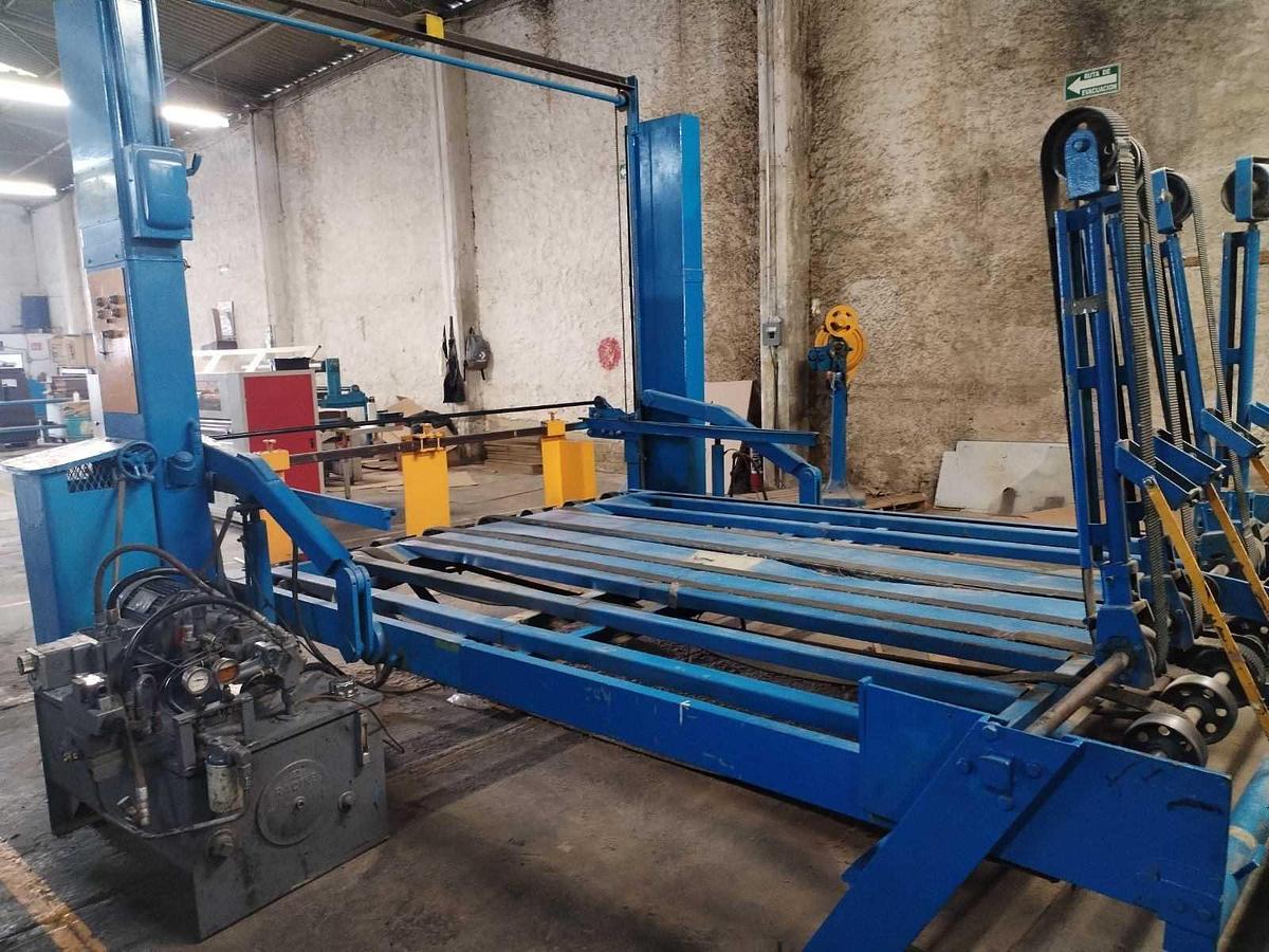 Used 52" x 122" Langston 2 color Printer Slotter, Kicker feed table, Sheet Stacker, in operation