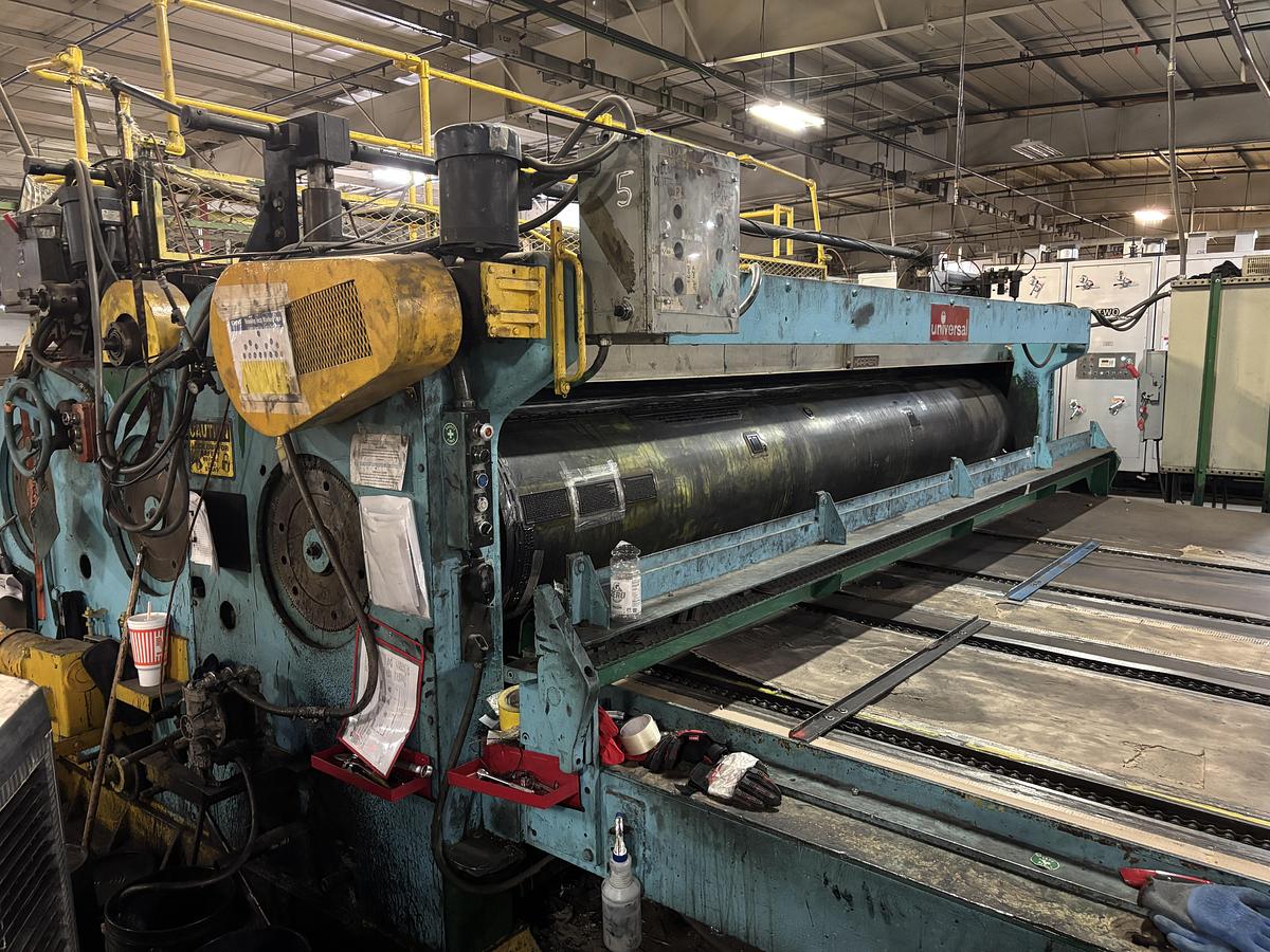 Used 86" x 185" Universal 2 color Flexo Rotary Slotter, Sauer tooling, Sheet Stacker