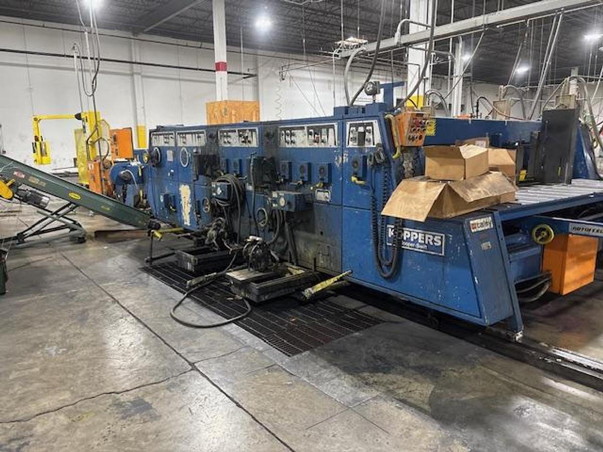 Used 66" x 115" Koppers 2 color Rotary Die Cutter with Slotting section