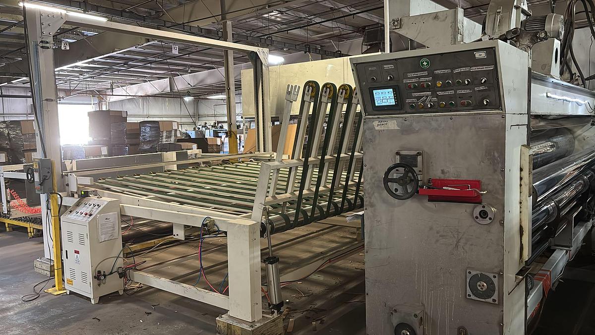 Used 66″ x 126″ Sunrise 4 Color Rotary Die Cutter with Slotting