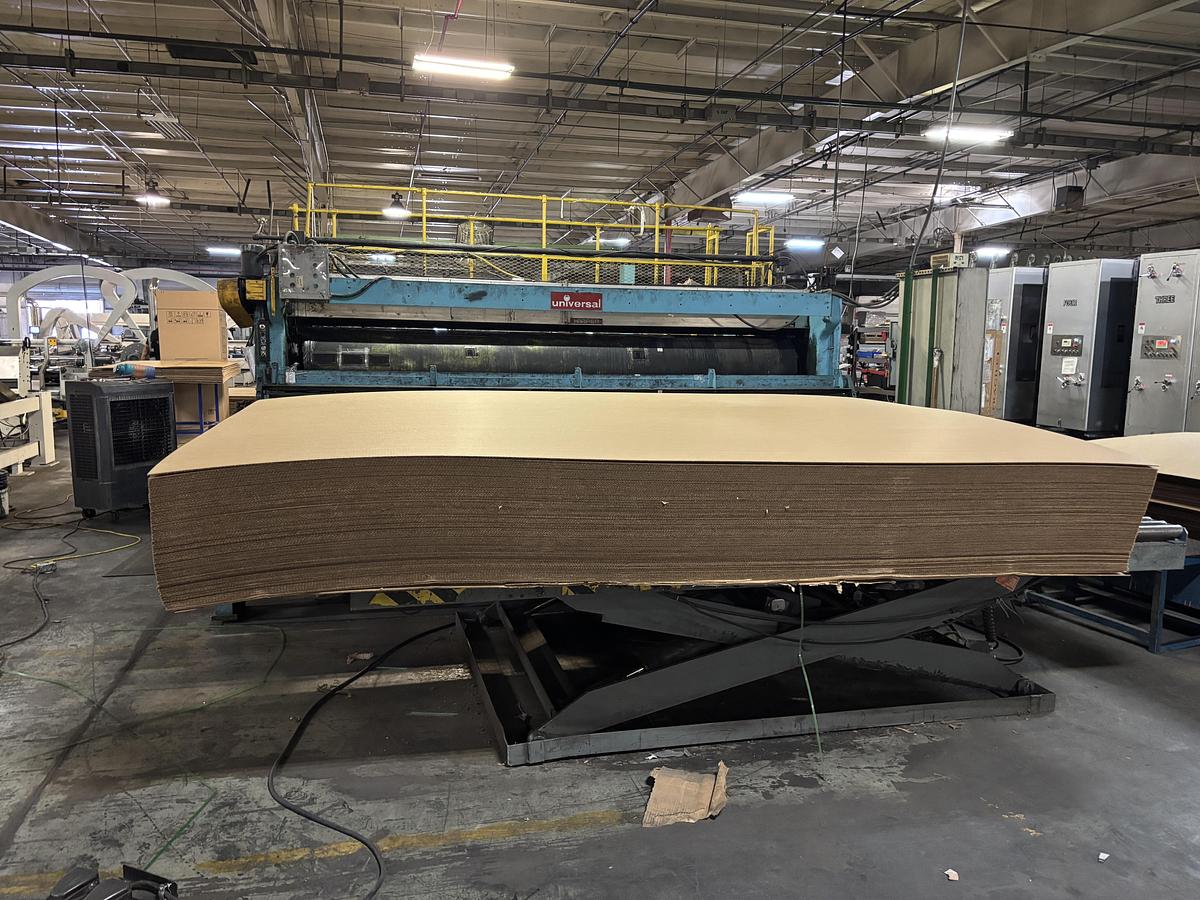 Used 86" x 185" Universal 2 color Flexo Rotary Slotter, Sauer tooling, Sheet Stacker