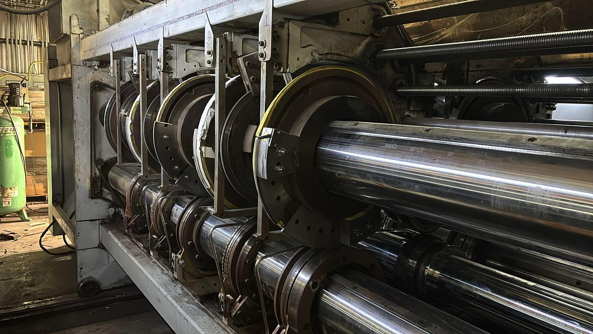 Used 66″ x 126″ Sunrise 4 Color Rotary Die Cutter with Slotting