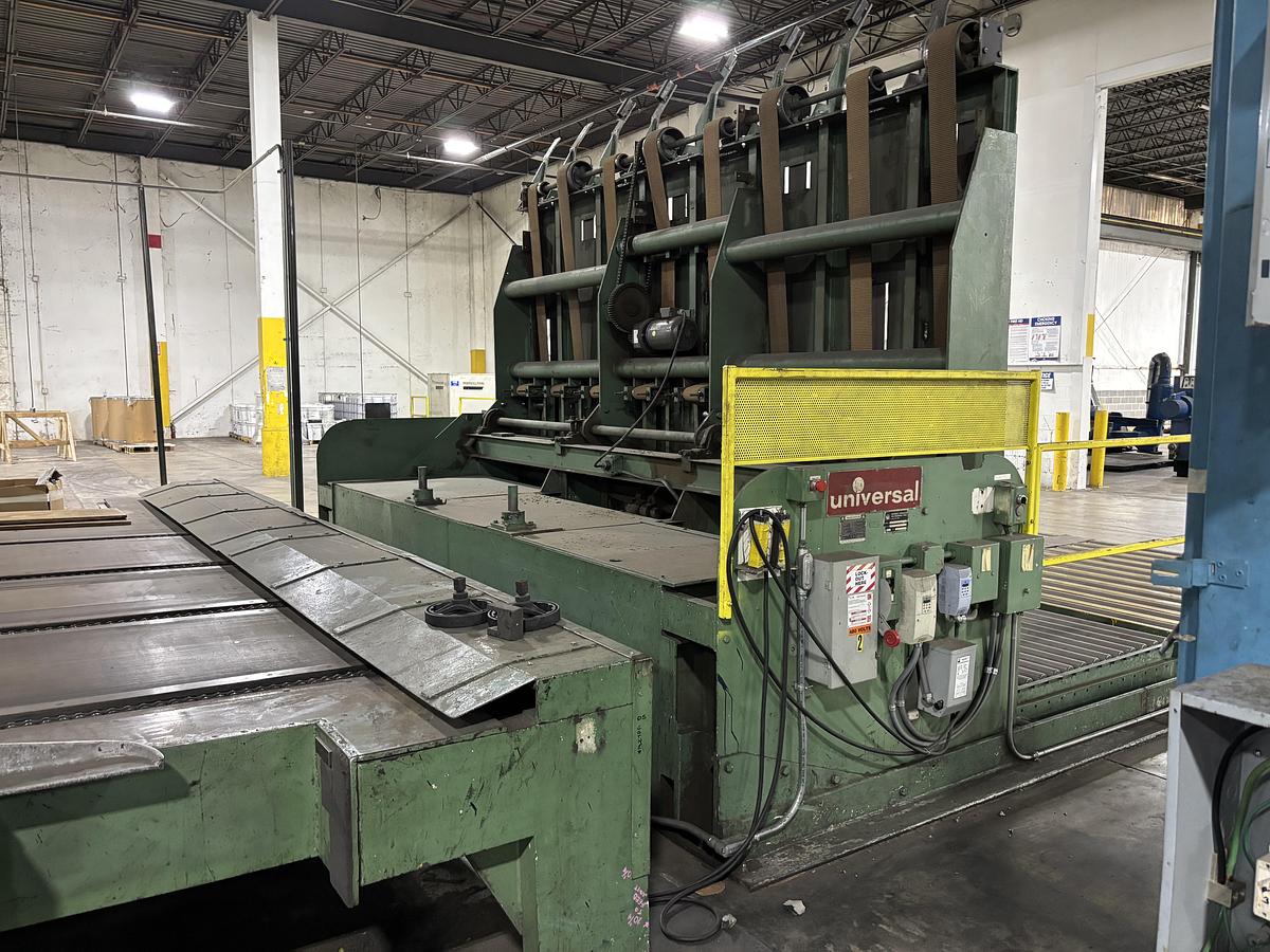 Used 86" x 185" Universal 2 color Flexo Rotary Slotter, Sauer tooling, Sheet Stacker