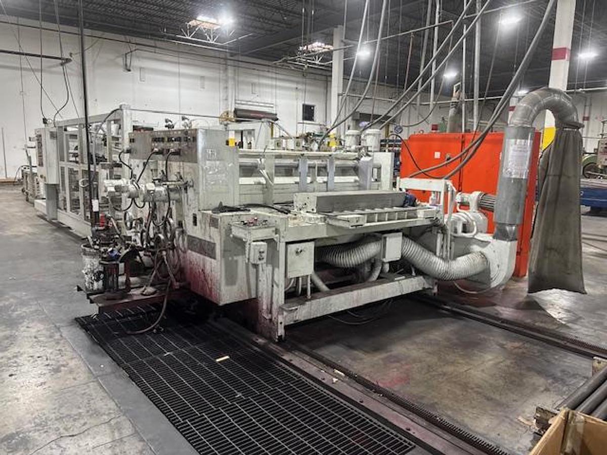 Used 25" x 68" Mckinley 2 color mini Flexo Folder Gluer with top loading counter ejector