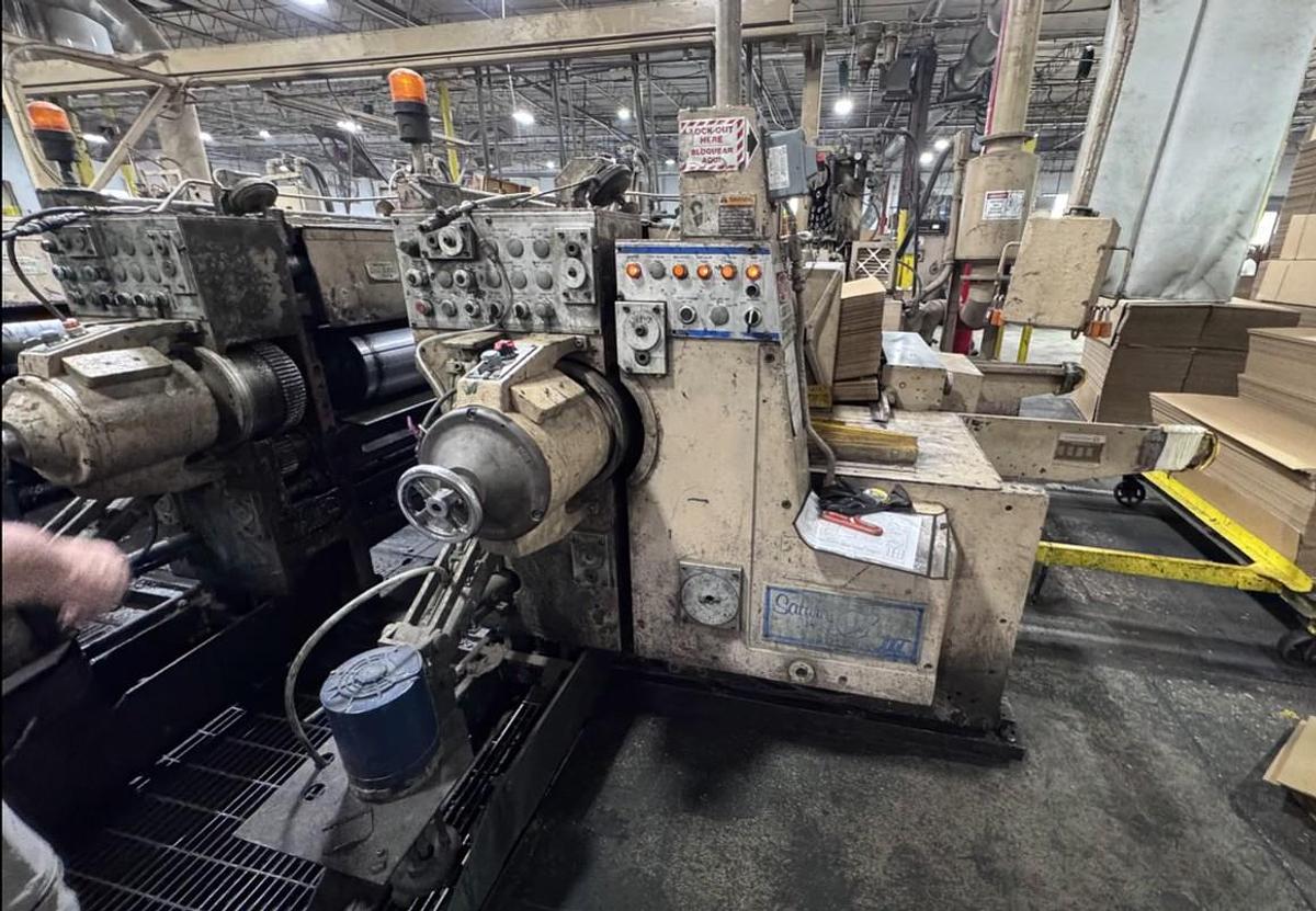 Used 37" x 97" Langston 3 color Flexo Folder Gluer with Die Cut section