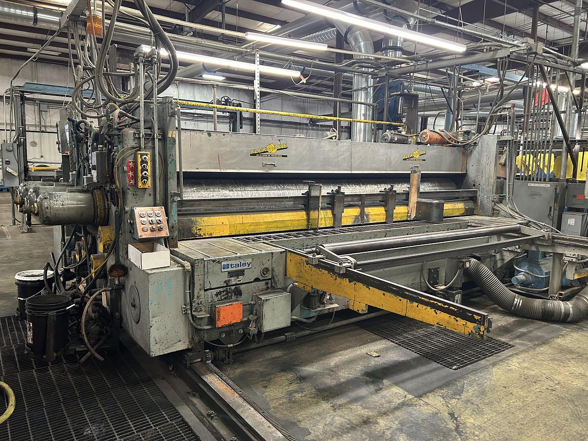 Used 70" x 170" Staley 2 color Rotary Slotter with Sheet stacker