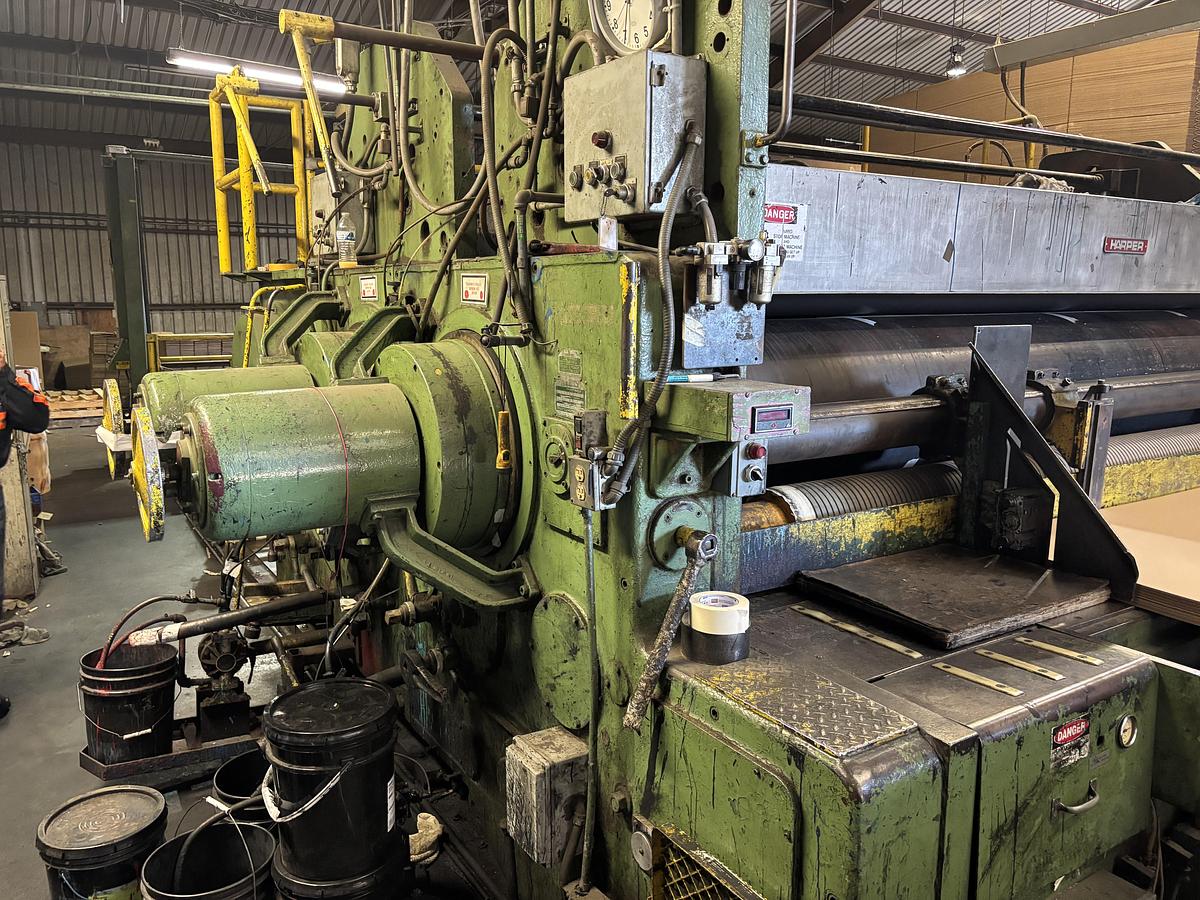 Used 80” x 180” 2 color jumbo Koppers Flexo Printer Slotter