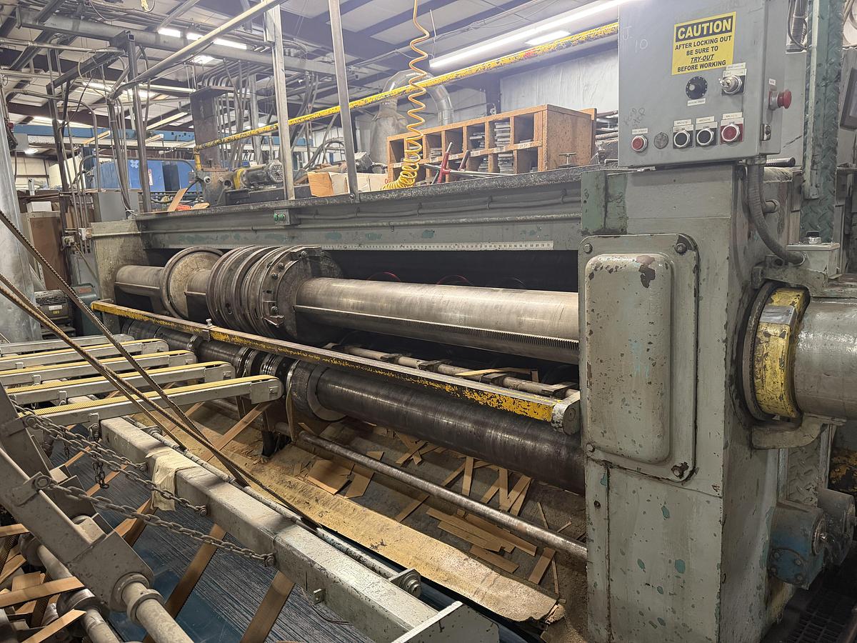 Used 70" x 170" Staley 2 color Printer Slotter with lead edge feeder and Sheet stacker