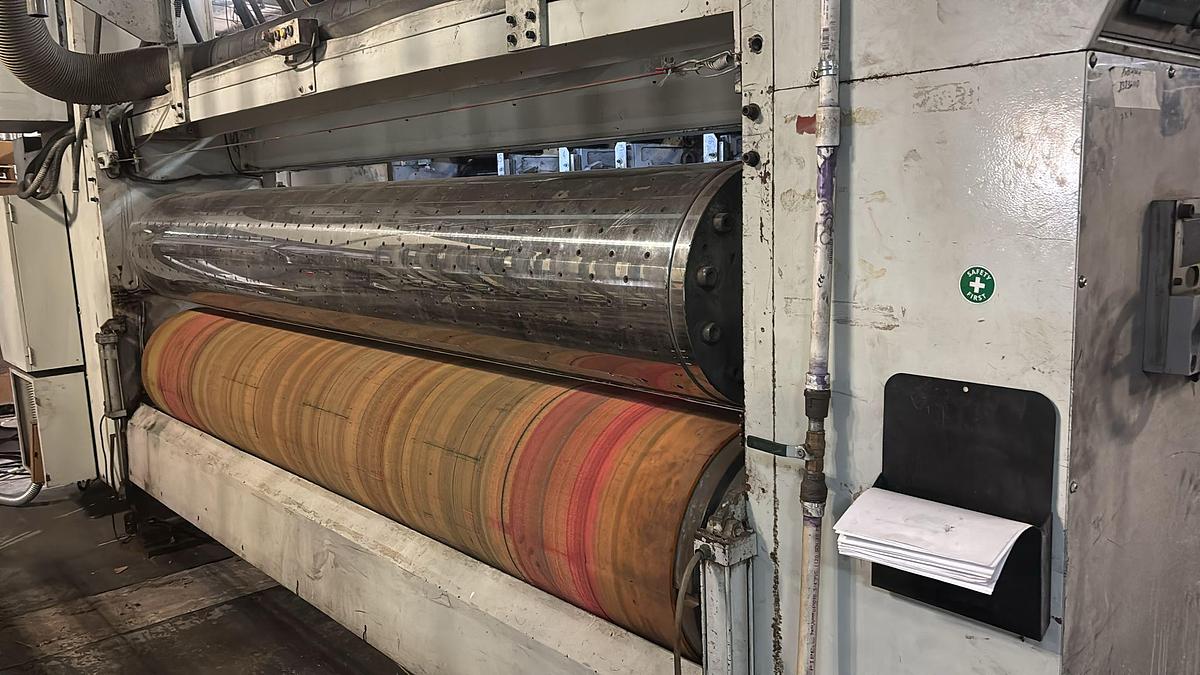 Used 66″ x 126″ Sunrise 4 Color Rotary Die Cutter with Slotting