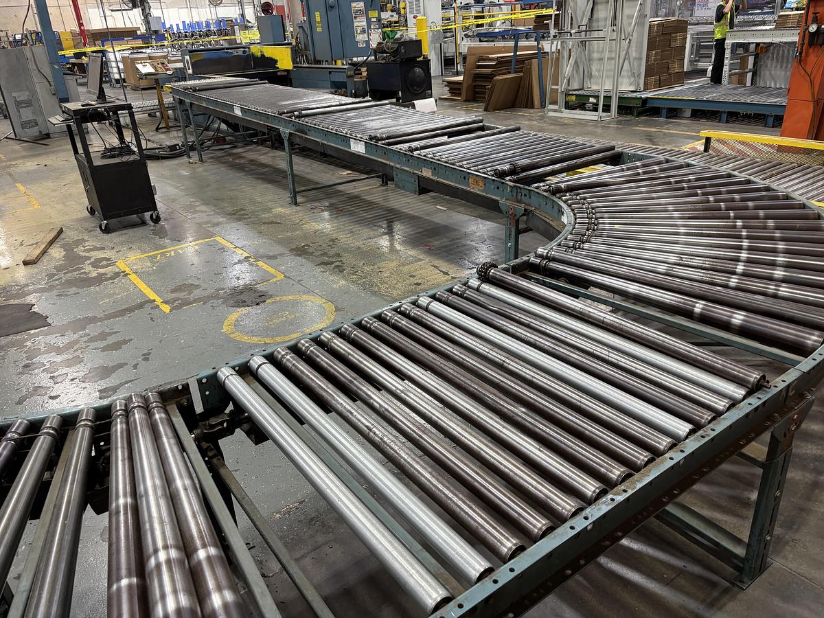 Used 80 feet of 40" wide Bundle Tyer line shaft conveyor