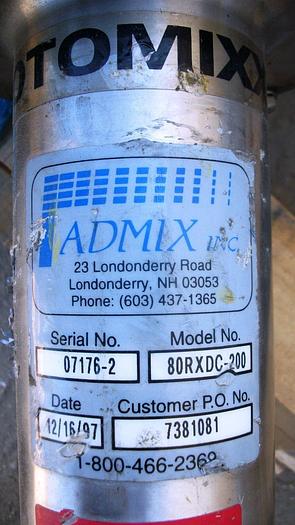 Used Mixer, Agitator, Pneumatic, S/st, Admix, Rotomix, #S741949