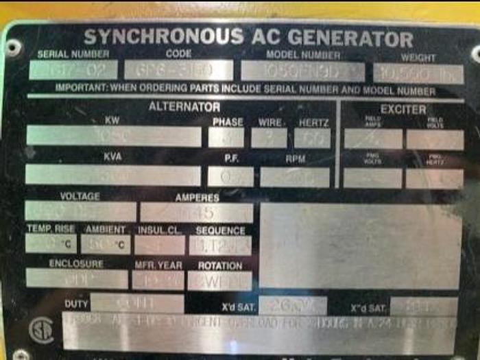Used KATO GENERATOR END Model: 1050EN9D 1200 RPM 600 VOLT