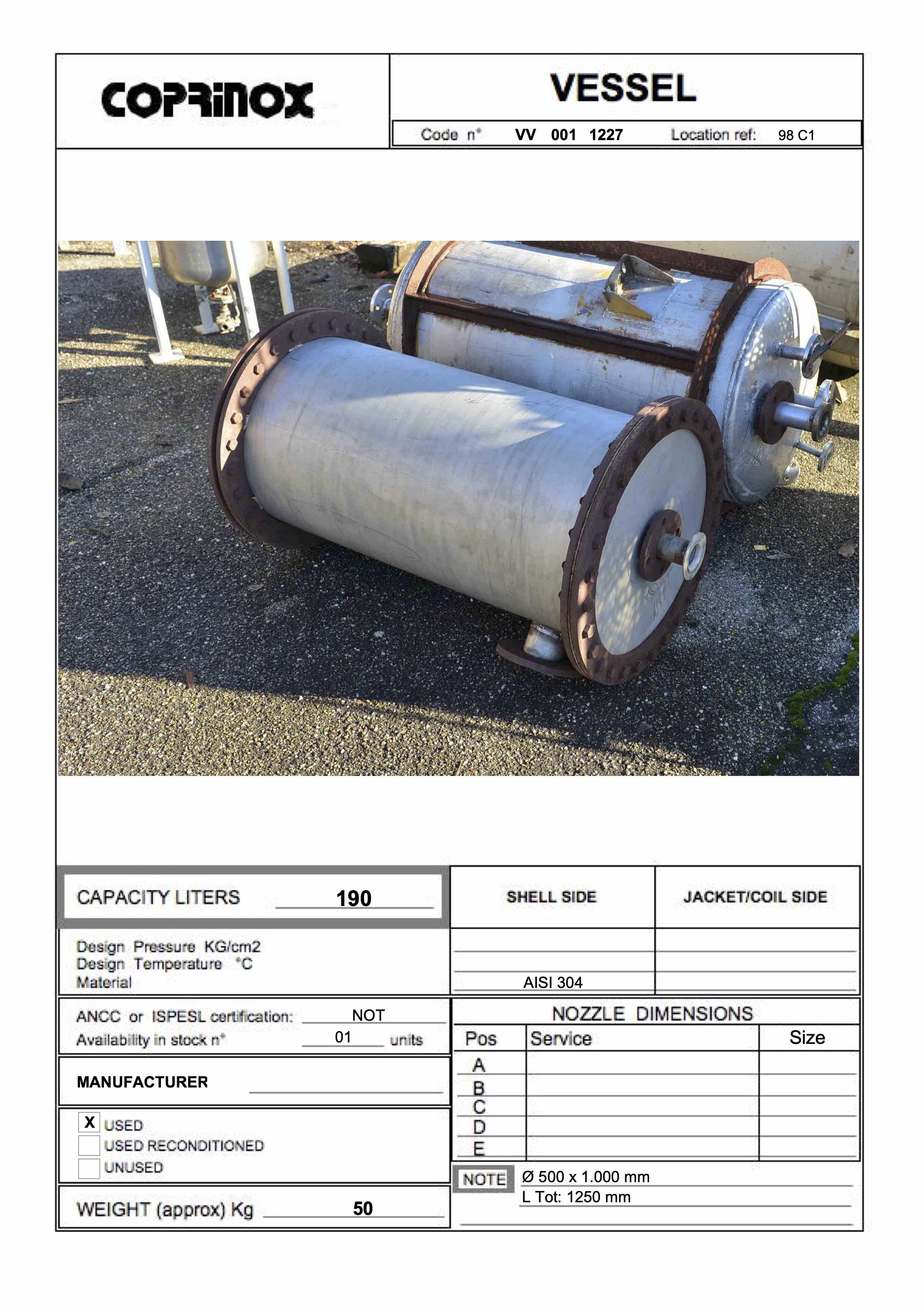 Usato Serbatoio  da 190 Litri