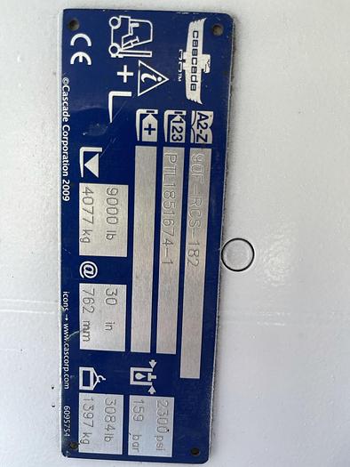 Used 12,000 POUND HYSTER MODEL S120FT ROLL CLAMP FORKLIFT WITH 60" CASCADE CLAMP