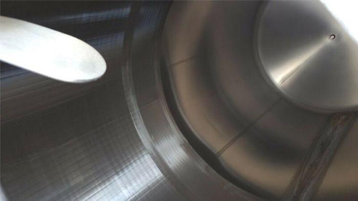 Used Cherry Burrell 5000 Gallon Jacketed Stainless Steel Silo w/ Side Mixer