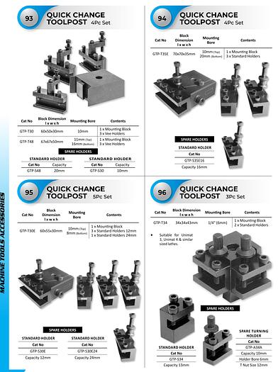 QUICK CHANGE TOOLPOST AND SPARE HOLDERS