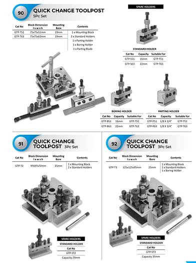 QUICK CHANGE TOOLPOST AND SPARE HOLDERS