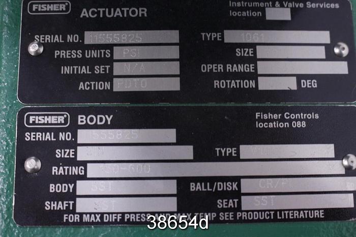 Used Fisher V100 3" Vee-ball Valve #38654