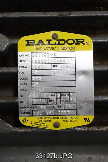 Used Baldor M4110T-5 40Hp, 1760RPM, 575Volts AC Motor #33127