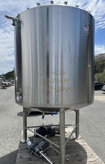 Used Reactor, 740 Gallon, 316L Stainless Steel, Jacketed, Agitated, T&C Stainless #S744626