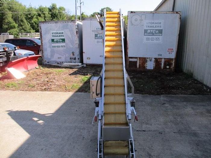 Used Incline Conveyor; Cleated Rubber Belt; 12"Wx10'L