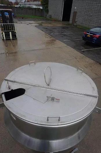 Used HAMILTON 250 GAL "DIRECT" STEAM KETTLE, #316 S/S COOK SURFACE, 90 PSI @ 350 DEGREES F, S/S SPLIT COVER (#824C)